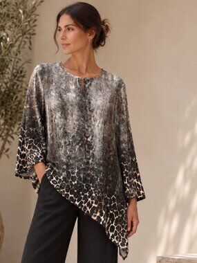 Sheer Charlie Paige tunic, animal print